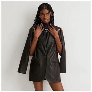 Madewell 100% Lamb Leather Larson Blazer Jacket- Women's Size XXL Black Classic